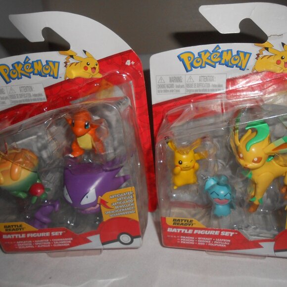 Jazwares Other - NEW 2 PACKS 3 EACH POKEMON BATTLE FIGURE SETS PIKACHU WYNAUT LEAFON APPLETUN 🎁